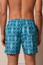 Apparel CA Intimissimi Men Blue Moroccan-Print Swim Shorts 261J-Moroccan Print Aqua Green DD6R6T425 - Image 3