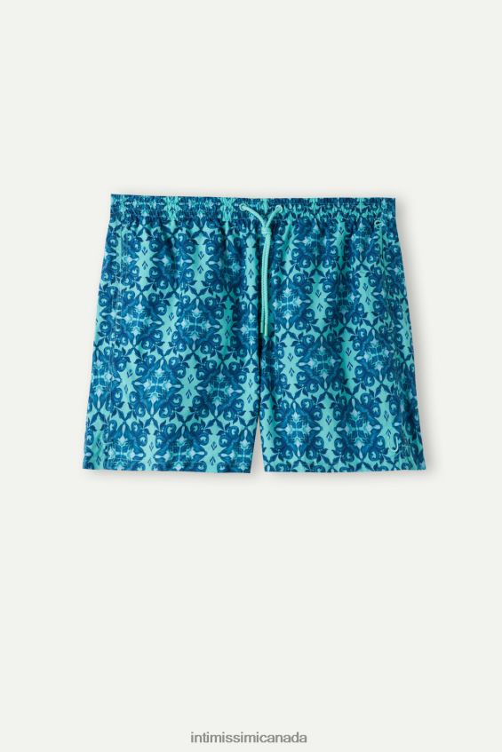 Apparel CA Intimissimi Men Blue Moroccan-Print Swim Shorts 261J-Moroccan Print Aqua Green DD6R6T425 - Image 4