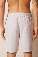 Apparel CA Intimissimi Men Linen and Cotton Shorts 917I-White Linen DD6R6T170 - Image 3