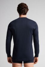 Apparel CA Intimissimi Men Long-Sleeve Top in Supima Interlock 800-Midnight Blue DD6R6T257 - Image 3