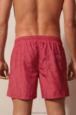 Apparel CA Intimissimi Men Micro Shark-Print Swim Shorts 268J-Micro Shark-Print Red DD6R6T431 - Image 3