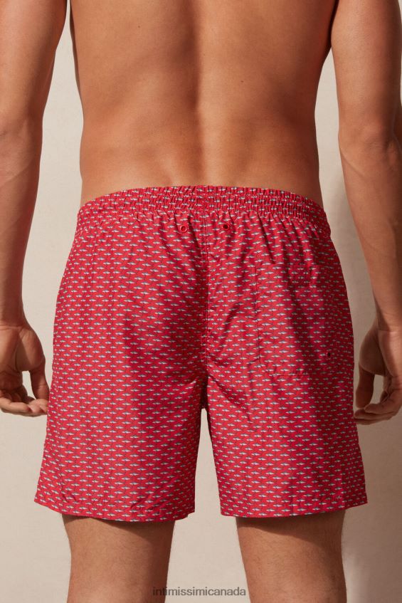 Apparel CA Intimissimi Men Micro Shark-Print Swim Shorts 268J-Micro Shark-Print Red DD6R6T431 - Image 3