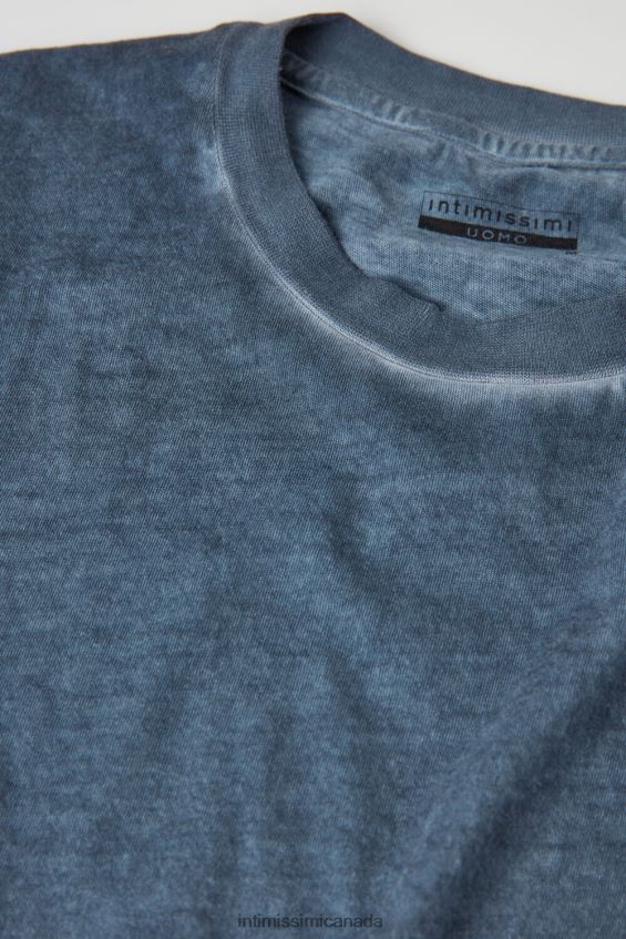 Apparel CA Intimissimi Men Oil Washed Short-Sleeved Cotton Top 857I-Dark Blue DD6R6T212 - Image 6
