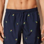 Apparel CA Intimissimi Men Pineapple-Embroidered Swim Shorts 192J-Pineapple-Print Deep Blue DD6R6T408