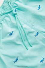 Apparel CA Intimissimi Men Shark-Embroidered Swim Shorts 256J-Shark Embroidery Aqua Green DD6R6T411 - Image 5