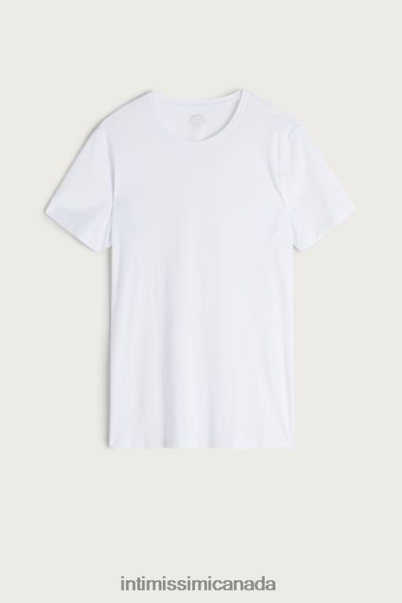 Apparel CA Intimissimi Men Short-Sleeve Crew-Neck T-Shirt in Extra-Fine Supima Cotton 001-White DD6R6T290 - Image 3