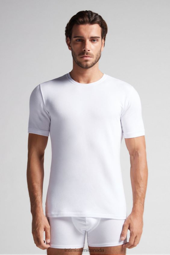 Apparel CA Intimissimi Men Short-Sleeve Modal-Cashmere Top 001-White DD6R6T228 - Image 1