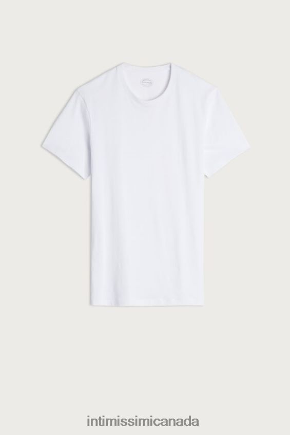Apparel CA Intimissimi Men Short Sleeve Round Neck T Shirt in Supima Cotton 001-White DD6R6T320 - Image 3