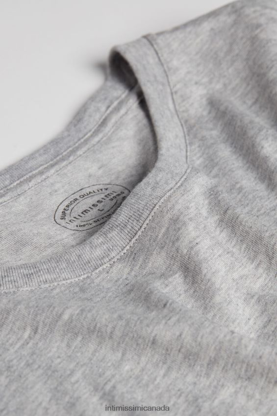 Apparel CA Intimissimi Men Short Sleeve Round Neck T Shirt in Supima Cotton 031-Light Grey Melange DD6R6T318 - Image 5