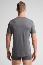 Apparel CA Intimissimi Men Short Sleeve Round Neck T Shirt in Supima Cotton 5227-Charcoal Grey Melange DD6R6T316 - Image 3