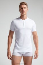 Apparel CA Intimissimi Men Short-Sleeved Supima Cotton Shirt 001-White DD6R6T234 - Image 2
