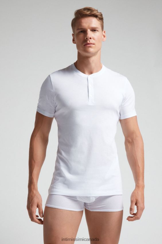 Apparel CA Intimissimi Men Short-Sleeved Supima Cotton Shirt 001-White DD6R6T234 - Image 2