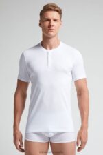 Apparel CA Intimissimi Men Short-Sleeved Supima Cotton Shirt 001-White DD6R6T234