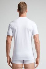 Apparel CA Intimissimi Men Short-Sleeved Supima Cotton Shirt 001-White DD6R6T234 - Image 3