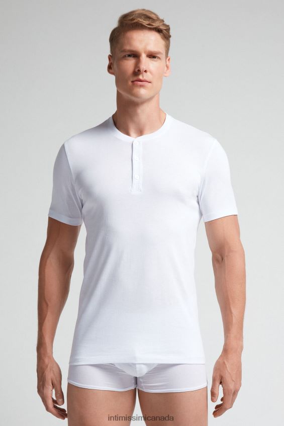 Apparel CA Intimissimi Men Short-Sleeved Supima Cotton Shirt 001-White DD6R6T234 - Image 1
