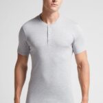 Apparel CA Intimissimi Men Short-Sleeved Supima Cotton Shirt 031-Light Grey Melange DD6R6T233