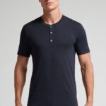 Apparel CA Intimissimi Men Short-Sleeved Supima Cotton Shirt 800-Midnight Blue DD6R6T235