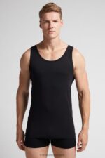 Apparel CA Intimissimi Men Sleeveless Vest Top with Round Neck 019-Black DD6R6T275