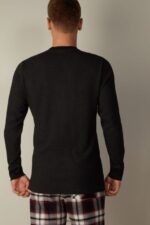 Apparel CA Intimissimi Men Warm Cotton Long-Sleeved Grandad Top 019-Black DD6R6T220 - Image 5