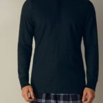 Apparel CA Intimissimi Men Warm Cotton Long-Sleeved Grandad Top 800-Midnight Blue DD6R6T221