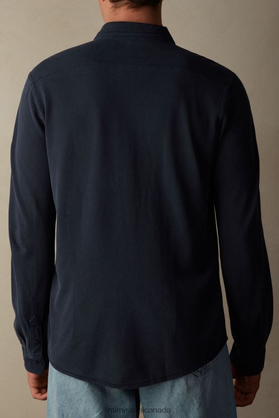Apparel CA Intimissimi Men Washed Collection Cotton Pique Shirt 043J-Washed Blue DD6R6T204 - Image 3