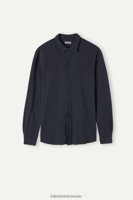 Apparel CA Intimissimi Men Washed Collection Cotton Pique Shirt 043J-Washed Blue DD6R6T204 - Image 4