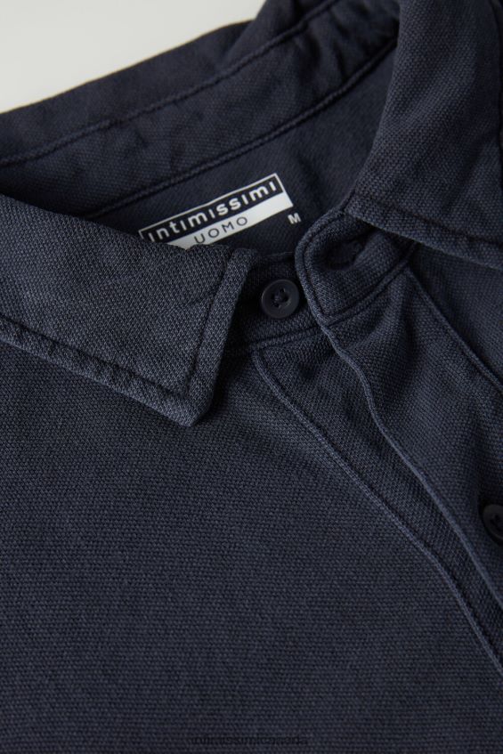 Apparel CA Intimissimi Men Washed Collection Cotton Pique Shirt 043J-Washed Blue DD6R6T204 - Image 5