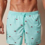 Apparel CA Intimissimi Men Watermelon-Embroidered Swim Shorts 255J-Watermelon Embroidery Aqua Green DD6R6T429