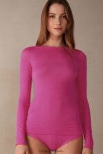 Apparel CA Intimissimi Women Boat Neck Modal Cashmere Ultralight Jumper 206J-Valentine Pink DD6R6T1335
