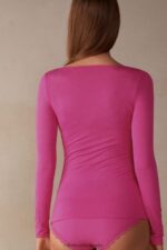 Apparel CA Intimissimi Women Boat Neck Modal Cashmere Ultralight Jumper 206J-Valentine Pink DD6R6T1335 - Image 4
