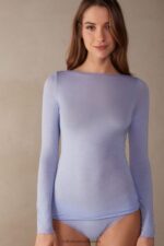 Apparel CA Intimissimi Women Boat Neck Modal Cashmere Ultralight Jumper 212J-Sweet Lavender DD6R6T1333