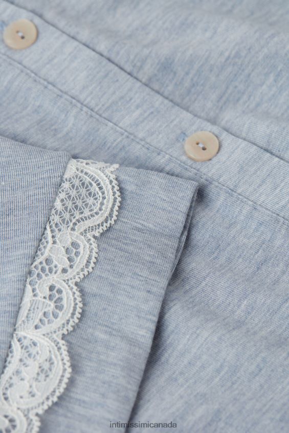 Apparel CA Intimissimi Women Button-Down Nightdress with Lace Details 009J-Light Blue Melange DD6R6T1541 - Image 6
