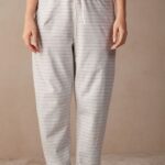 Apparel CA Intimissimi Women Casual Sunday Trousers 224J-Grey Melange/Vanilla Beige Stripe DD6R6T1563
