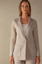Apparel CA Intimissimi Women Cotton Interlock Buttoned Jacket 3041-Bianco DD6R6T1360