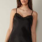 Apparel CA Intimissimi Women Lace and Silk Top 019-Black DD6R6T1478