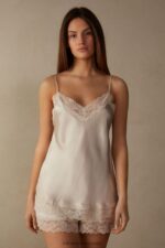 Apparel CA Intimissimi Women Lace and Silk Top 2280-Pink Silk DD6R6T1477
