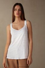Apparel CA Intimissimi Women Linen Camisole 001-White DD6R6T1311