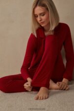 Apparel CA Intimissimi Women Long Micromodal Trousers 1473-Red DD6R6T1653 - Image 2