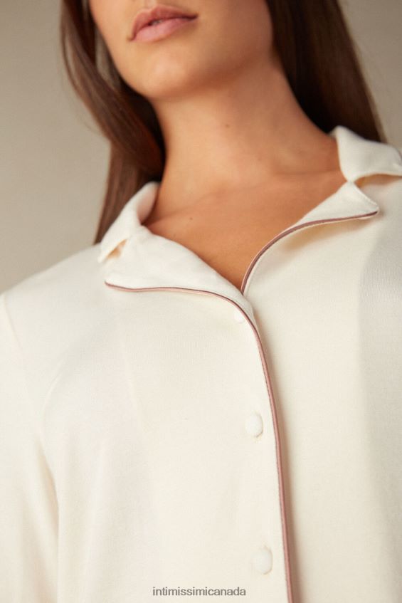 Apparel CA Intimissimi Women Long-Sleeve Micromodal Jacket 612I-Vanilla Ivory DD6R6T1615 - Image 3