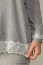 Apparel CA Intimissimi Women Long-Sleeve Round-Neck Modal Top 031-Light Grey Melange DD6R6T1677 - Image 4