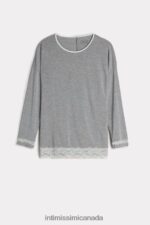 Apparel CA Intimissimi Women Long-Sleeve Round-Neck Modal Top 031-Light Grey Melange DD6R6T1677 - Image 6