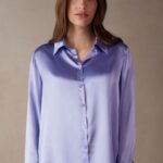 Apparel CA Intimissimi Women Long-Sleeved Silk Top 212J-Sweet Lavender DD6R6T1325