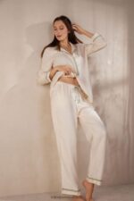 Apparel CA Intimissimi Women Lost in Fields Full-Length Plain-Weave Modal Trousers 230J-Vanilla Ivory Melange DD6R6T1568 - Image 2