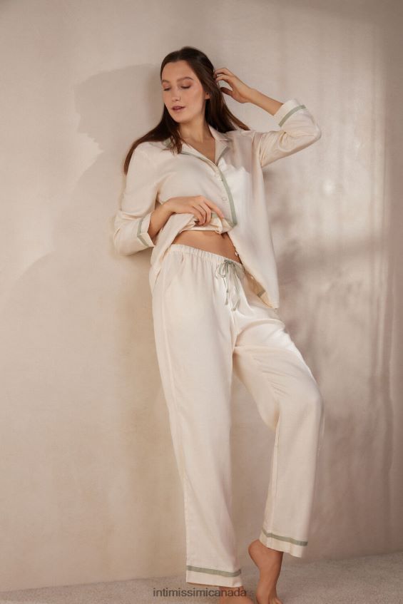 Apparel CA Intimissimi Women Lost in Fields Full-Length Plain-Weave Modal Trousers 230J-Vanilla Ivory Melange DD6R6T1568 - Image 2