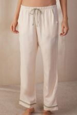 Apparel CA Intimissimi Women Lost in Fields Full-Length Plain-Weave Modal Trousers 230J-Vanilla Ivory Melange DD6R6T1568
