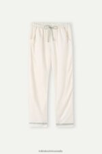 Apparel CA Intimissimi Women Lost in Fields Full-Length Plain-Weave Modal Trousers 230J-Vanilla Ivory Melange DD6R6T1568 - Image 5