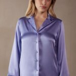 Apparel CA Intimissimi Women Mannish-Cut Jacket in Silk Satin 212J-Sweet Lavender DD6R6T1555