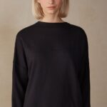 Apparel CA Intimissimi Women Modal and Cashmere Fleece Round-Neck Jumper 019-Black DD6R6T1342