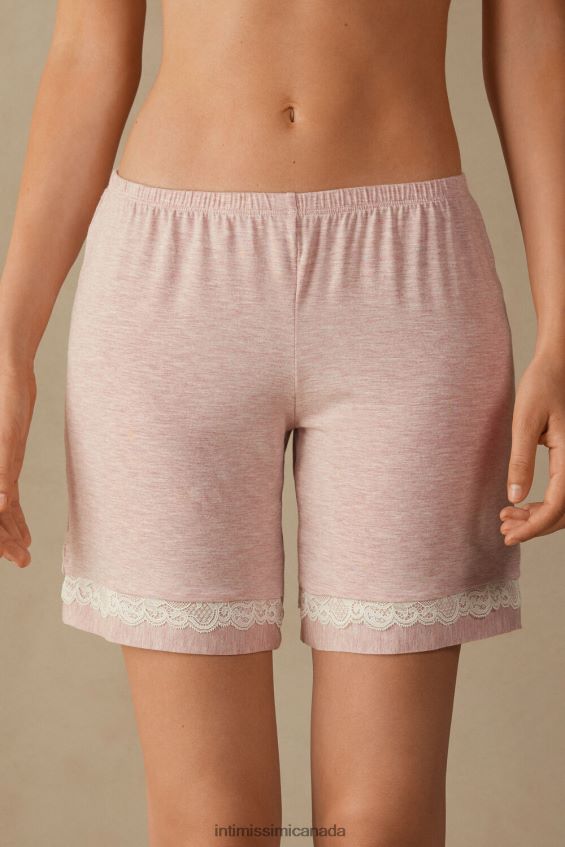 Apparel CA Intimissimi Women Modal Shorts with Lace Details 008J-Light Pink Melange DD6R6T1637 - Image 1