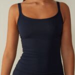 Apparel CA Intimissimi Women Natural Cotton Strappy Top 1467-Intense Blue DD6R6T1458